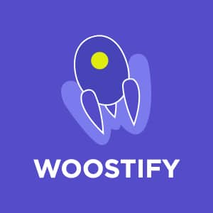 imagen con fondo azul y logo de woostify